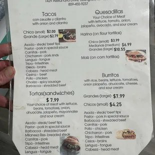 Menu front