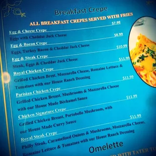 a menu for a restaurant