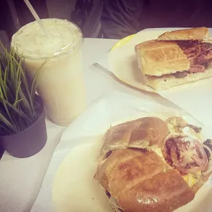 Tacuba bottom, Nortena top and mango n papaya smoothies on the side. Rating: 4 stars