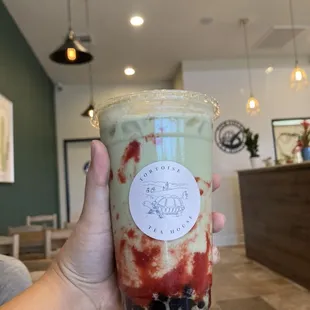 Matcha strawberry latte
