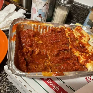 I ate the eggplant on the left side of the pan - that&apos;s all the sauce that was left after I took out the eggplant.