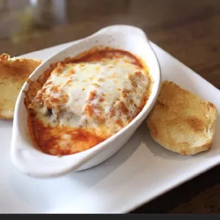 Homemade Baked Lasagna with Garlic Bread