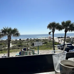 Sitting at the rail with an amazing view.