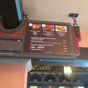 a menu on the wall