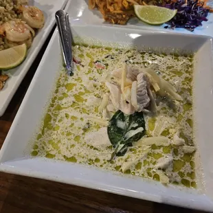 Green curry with chicken.