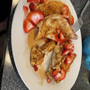 French toast with strawberries on top! Really good