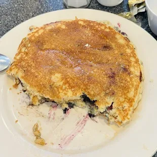 My half eaten blueberry pancakes that I am still working on
