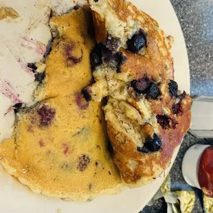 My half eaten blueberry pancakes that I am still working on