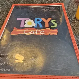 a menu on a table