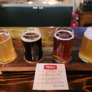a flight of beers