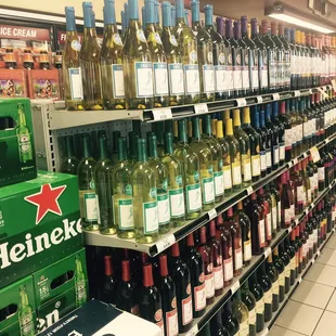 shelves of various wines
