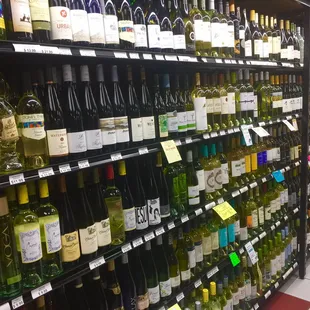 rows of wine bottles