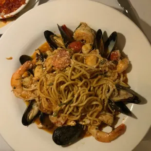Seafood pasta special with fresh made spaghetti