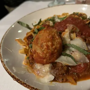 Bolognese with meatballs