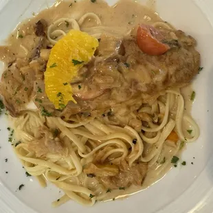 Citrus grouper with linguine.