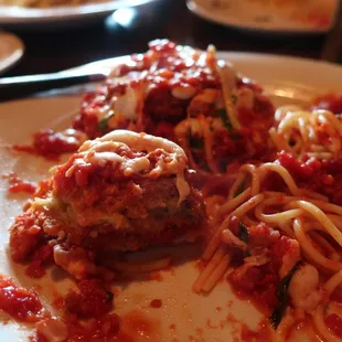 Veal Napolitana, breaded eggplant atop breaded veal cutlet.