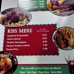 a menu for a restaurant
