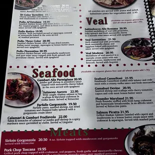 a menu for a restaurant