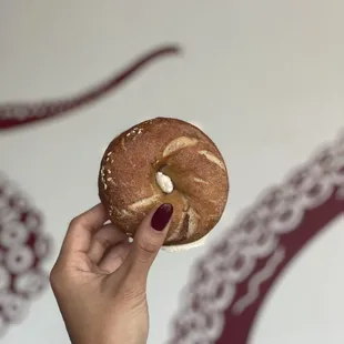 Cinnamon Sugar Bagel w Pumpkin Cream Cheese
