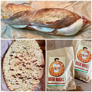 Prosciutto sandwich | Piattina (Italian flatbread) | Dago bagels