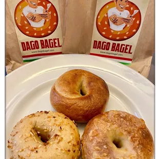 Dago Bagels - Onion, Asiago, Plain