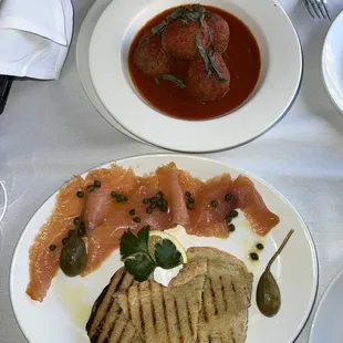 Salmone Affumicato and  Polpettine Fiorentina