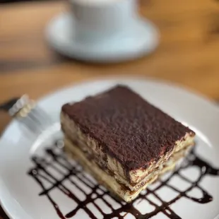 Tiramisu and cappuccino