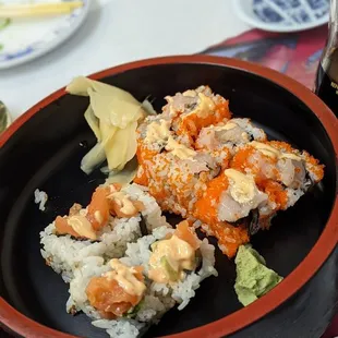 a plate of sushi on a table