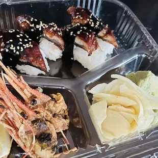 a plastic container filled with food