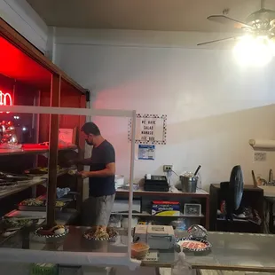 View from inside of register and desk to order from.