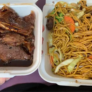 Short ribs and beef yakisoba