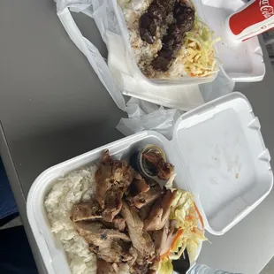 Dark meat chicken plate and beef plate