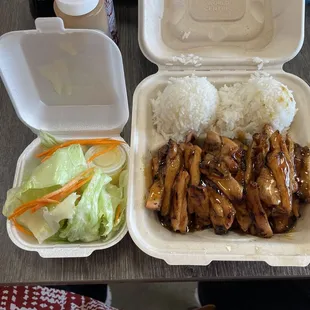 Chicken Teriyaki and a lot of it.