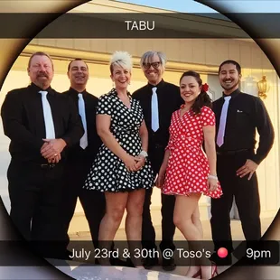 Live dance music with TABU @ Toso&apos;s, July 23rd &amp; 30th 9pm.