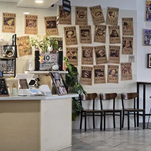 Counter with wall arts