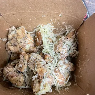 Garlic Parmesan flavored small Toss Fried Chicken
