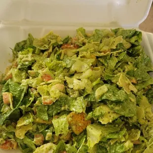 Pesto chicken cesar salad.