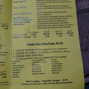 Inside right of menu