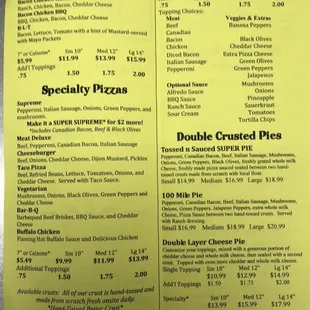 Menu as of 1/28/2020