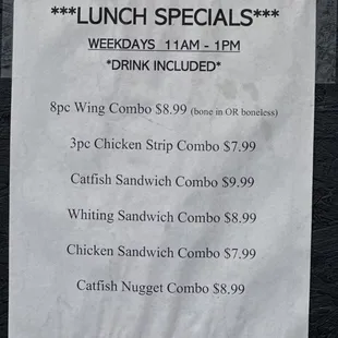 Lunch specials.