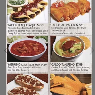 a menu for a mexican restaurant