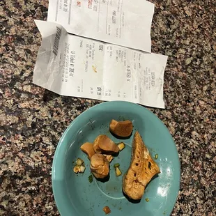 a plate of food left on the counter