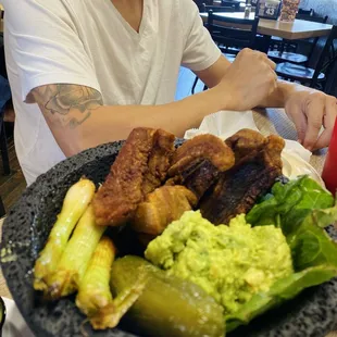 The molcajete de chicharrón was sooo good !