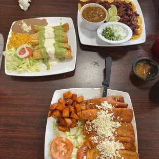 Tacos al pastor, enchiladas and flautas