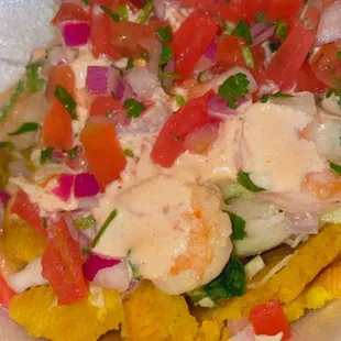 Shrimp Tostones Nachos