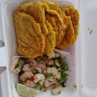 Zesty shrimp with tostones meal!!!