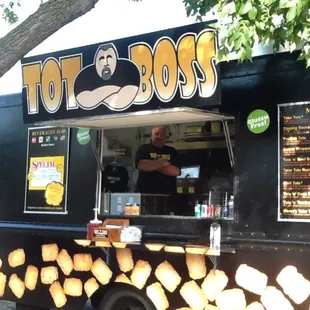 tater tot food truck BOSS posing