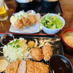 Tonkatsu &amp; Fried Oyster Combo and side of Fried Oysters.