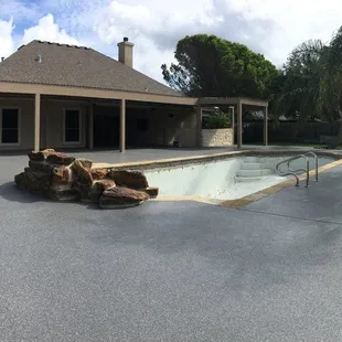 a pool and patio