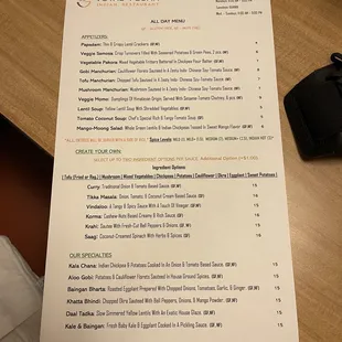 the menu